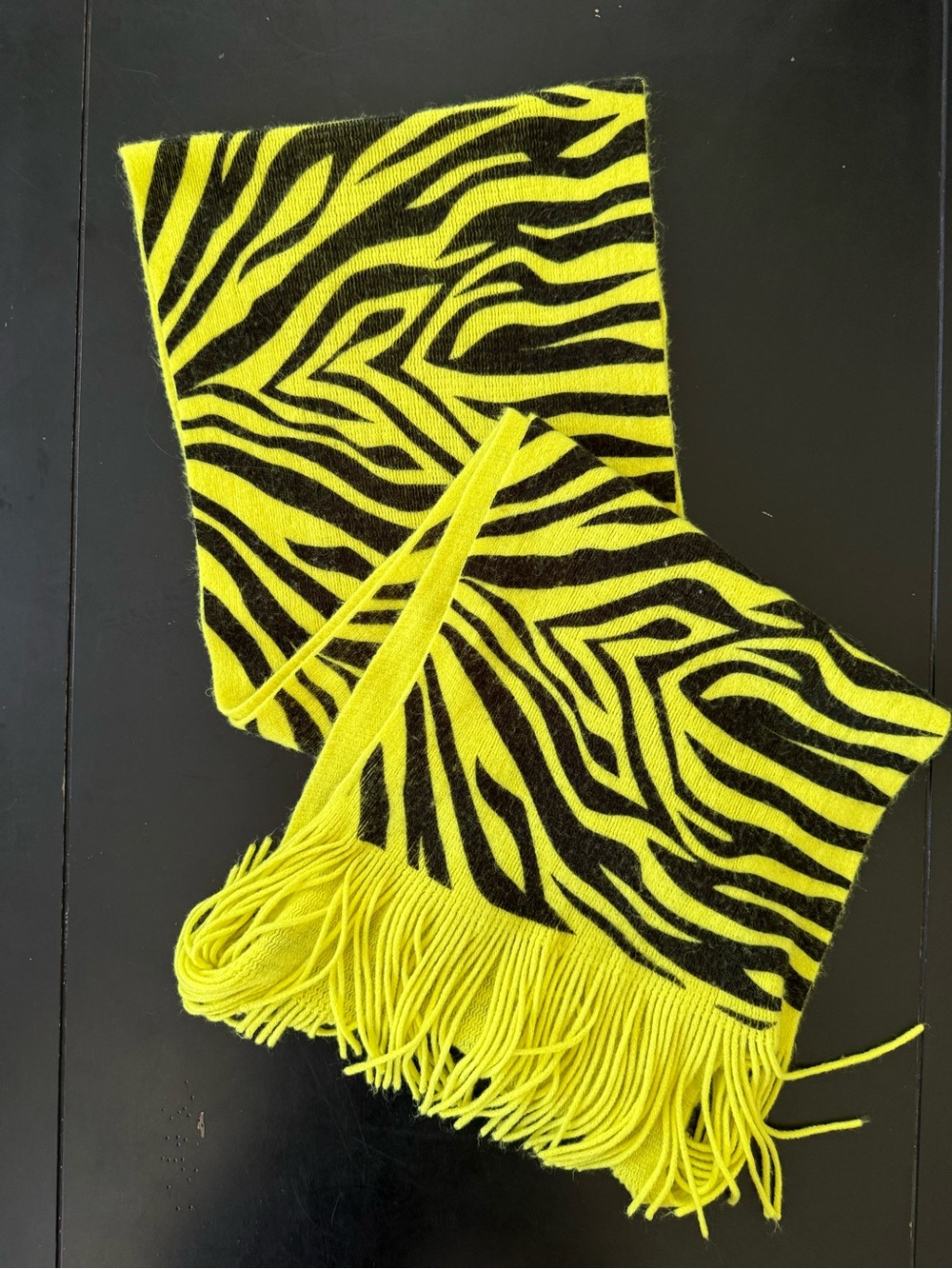 Kirra [PacSun] Neon Yellow and Black Zebra Fringe Scarf